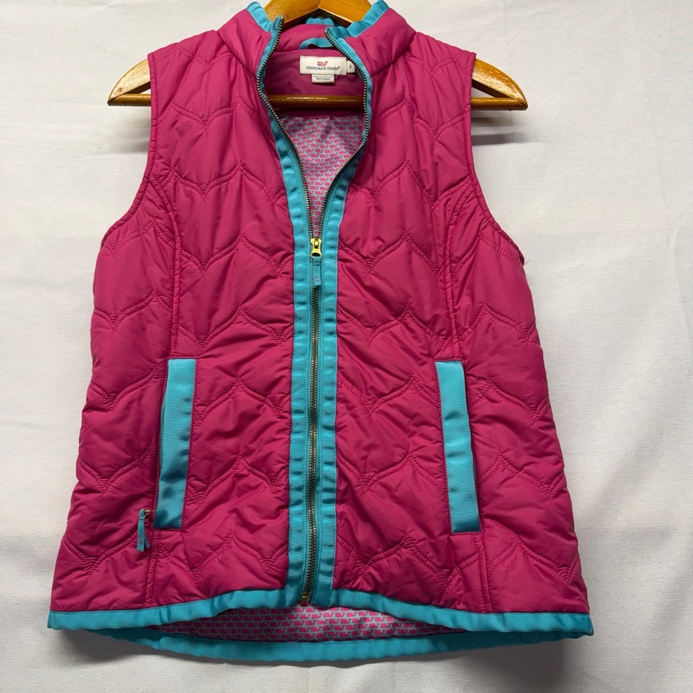 Vineyard‎ Vines Fuchsia Quilted Puffer Vest with Teal Accents small